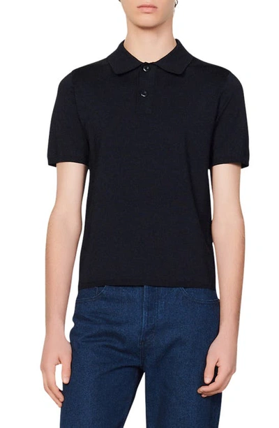 Sandro Pablo Knit Polo Shirt In Black