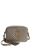 Saint Laurent Lou Camera Leather Crossbody Bag In Grey Kaki