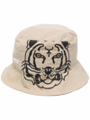 Kenzo Tiger Logo-print Bucket Hat In Brown