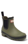 Hunter Original Waterproof Chelsea Rain Boot In Olive/ Black