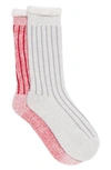 Abound Ribbed Crew Socks In Red Chinoise- Grey Chime