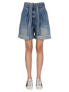 Golden Goose Bleach-effect Belted Tailored Shorts