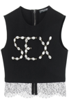 DOLCE & GABBANA SEX CROPPED TOP WITH CRYSTALS