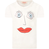 THE ANIMALS OBSERVATORY IVORY T-SHIRT FOR GIRL WITH FACE