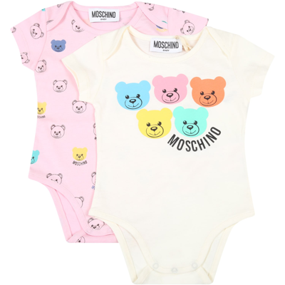 Moschino Multicolor Set For Baby Girl In Pink