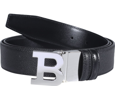 Bally B-buckle Leather Belt In Black