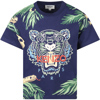 KENZO BLUE T-SHIRT FOR BOY WITH SNAKES
