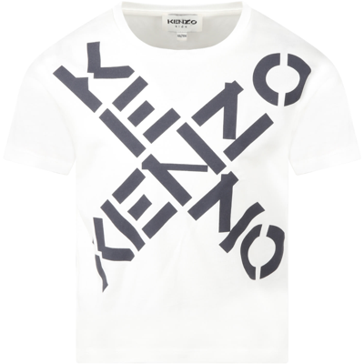 Kenzo White T-shirt For Kids With Logos