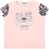 KENZO PINK T-SHIRT FOR BABY GIRL WITH TIGER