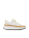 Chloé Nama Blanket-stitch Recycled-mesh Trainers In Soft White