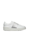 Valentino Garavani Open Studded Metallic Striped Leather Sneakers In White