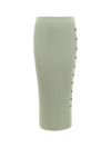 Tory Burch Ribbed Metallic Wool-blend Midi Skirt In Mint