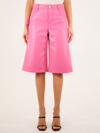 Bottega Veneta Pink Wide Leg Bermuda Shorts In Pink