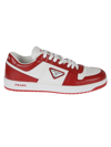 Prada Man Two-tone Leather Downtown Sneakers In White/varnish