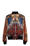 Balmain Reversible Patchwork Print Nylon Bomber Jacket In Black