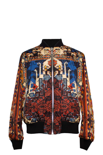 Balmain Reversible Patchwork Print Nylon Bomber Jacket In Multicolor