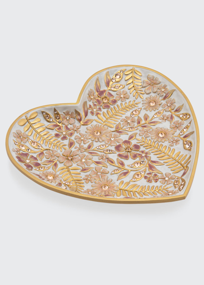 Jay Strongwater Boudoir Floral Heart Trinket Tray In Multi