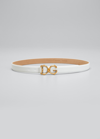 Dolce & Gabbana Dg Ornate Logo Leather Belt In 80002 Bianco Otti