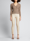 Sprwmn High-waist Leather Ankle Leggings In Dune