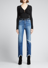 Jonathan Simkhai Standard River High Waist Distressed Straight Leg Jeans In Distressed Atlant