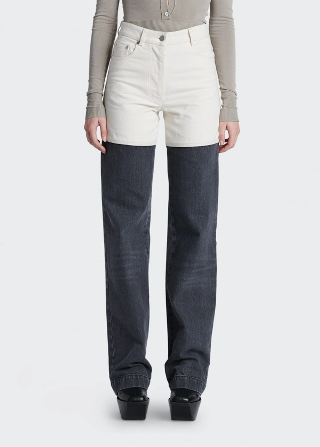 Peter Do Women's Combo Straight-leg Jeans In Black,white | ModeSens