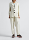 Marni Hip-lenght Single Breasted Buttoned Jacket In Ivory