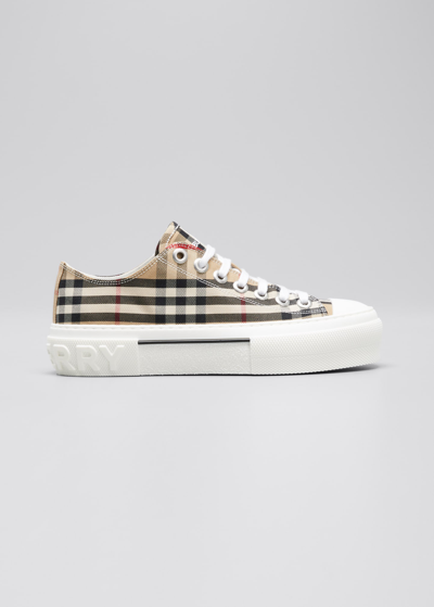 Burberry Check Platform Low Top Sneakers Archive Beige Ip Check In Brown