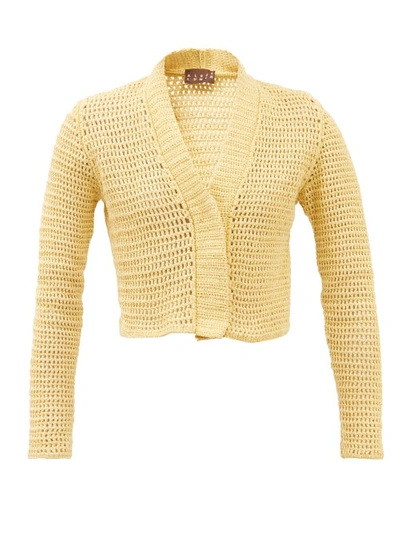 Albus Lumen Crochet-knit Cotton Cardigan In Yellow