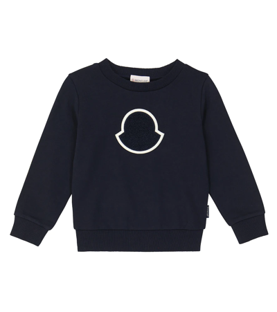 Moncler Babies' Logo Cotton Sweater In Blu
