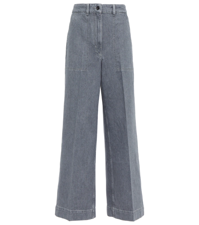 Lemaire Grey Wide-leg Loose Jeans In Light Grey