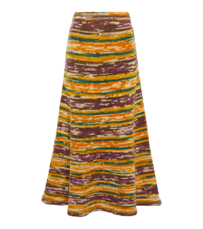 Gabriela Hearst Sana Recycled Cashmere Midi Skirt In Yellow Multicolor