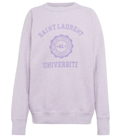 Saint Laurent Oversize Sl University Sweatshirt In Purple