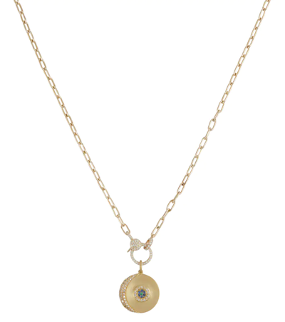 Ileana Makri Lunar Eclipse 18kt And 14kt Gold Chain Necklace With Diamonds, Sapphires And Tsavorite In Yellow Gold