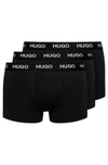 Hugo Boss Three Pack Of Stretch Jersey Trunks With Logo Waistbands In Black
