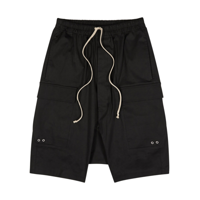 Rick Owens Flannel Cotton-jersey Cargo Shorts In Black