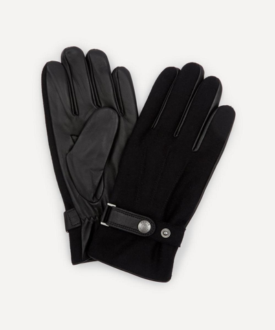 Dents Guildford Fleece-lined Flannel Back Leather Gloves In Black