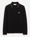 Moncler Mens Long-sleeved Tipped Polo Shirt In Black