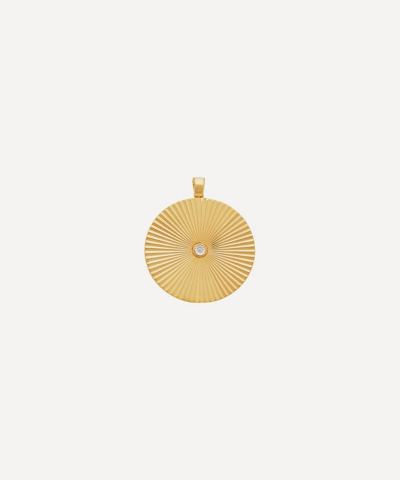 Monica Vinader Disco Round 18ct Recycled Yellow Gold-plated Vermeil Sterling Silver And 0.05ct Diamond Pendant