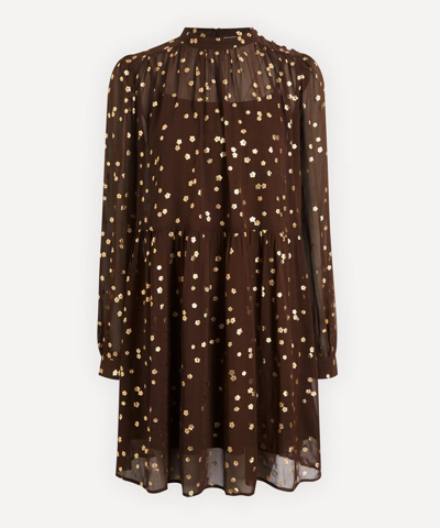 Bytimo Gold Petals Georgette Mini-dress - Size 14