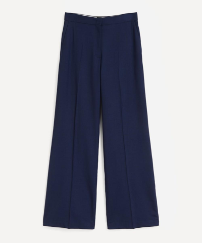 Paul Smith Wide-leg Wool Trousers In Dark Blue