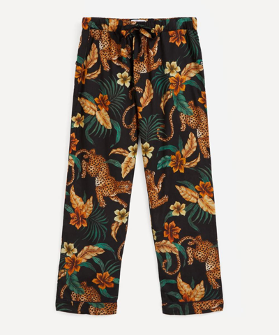 Desmond & Dempsey Soleia Jungle-print Pyjama Trousers In Black/yellow