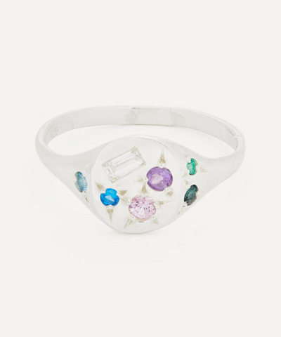Seb Brown Silver Neapolitan Purple Multi-stone Signet Ring