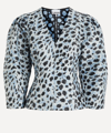 Ganni Blue & Black Crispy Jacquard Blouse In Egret