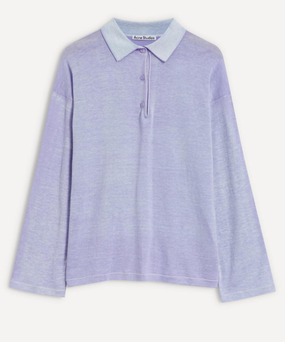 Acne Studios Long-sleeve Cotton Polo Shirt In Lilac Purple
