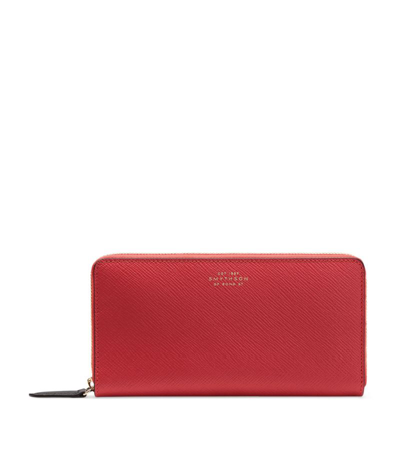 Smythson Large Leather Panama Wallet In Red