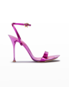 GIANVITO ROSSI SPICE RIBBON METALLIC ANKLE-STRAP STILETTO SANDALS