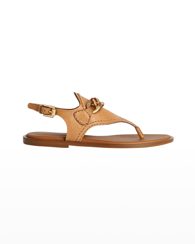 See By Chloé Mahe Chain Thong Slingback Flat Sandals In Brown