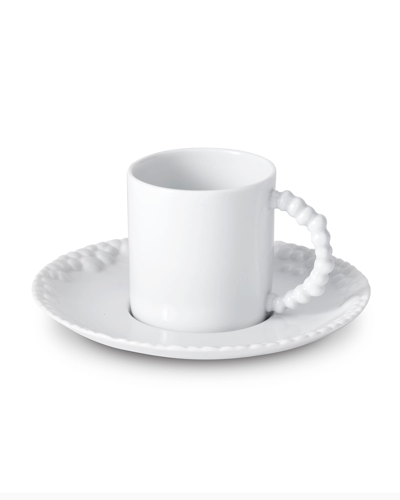 L'objet Haas 2-piece Mojave Porcelain Espresso Cup & Saucer Set In White