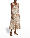 Ulla Johnson Coretta Floral-print Sleeveless Ruffle Dress In Daisy
