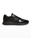 Prada Men's Tonal Low-top Sneakers W/ Logo Plaqu&eacute; In Nero 1